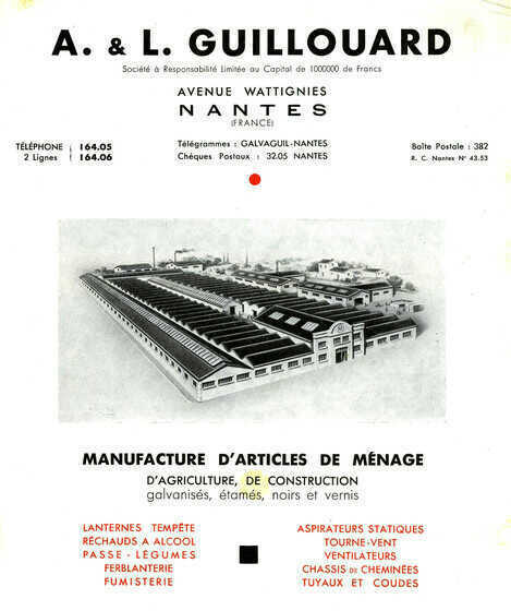 Publicité de l'usine A. & L. Guillouard