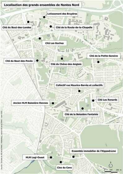 Carte des grands ensembles du quartier Nantes Nord