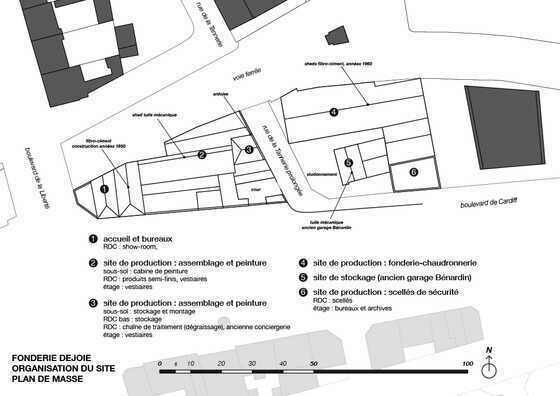 Organisation du site de la fonderie Dejoie