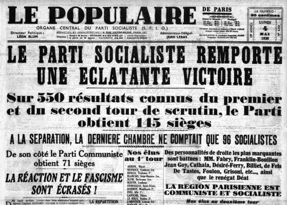 Une du Populaire au lendemain de la victoire du Front populaire, 4 mai 1936