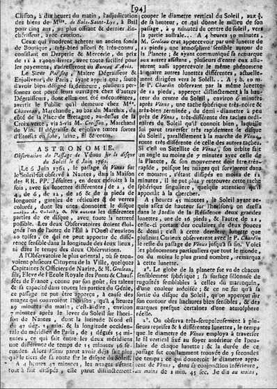 Article du père jésuite Chardin du 12 juin 1761