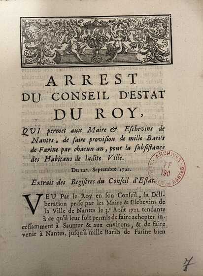 Arrêt du Conseil d’État du Roi de 1721