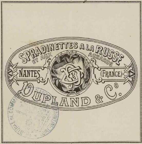 Extrait du dépôt de la marque « Spradinettes à la russe et aux achards » par Saupiquet