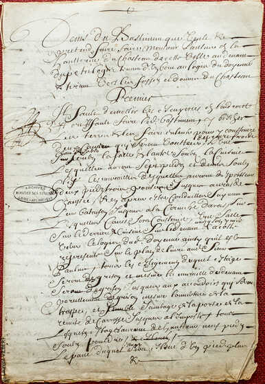 Commande du Sieur Paulus pour le 14 rue du Château