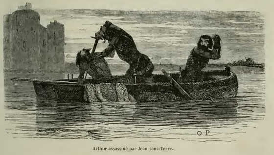 Assassinat d’Arthur Ier par Jean sans terre sous le regard de Pierre de Maulac