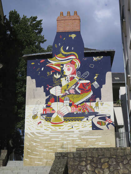Street-art nantais, fresque de la rue Montaudouine