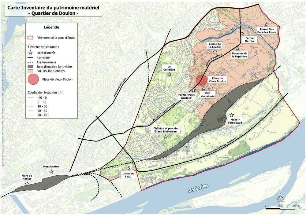 Carte du périmètre d’étude pour l’inventaire du patrimoine matériel de Doulon