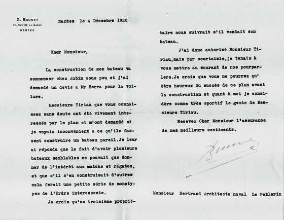 Lettre de Gaston Brunet à Talma Bertrand