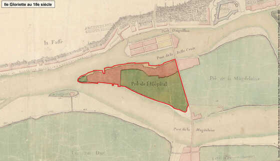 Carte de l’Ile Gloriette au 18e siècle