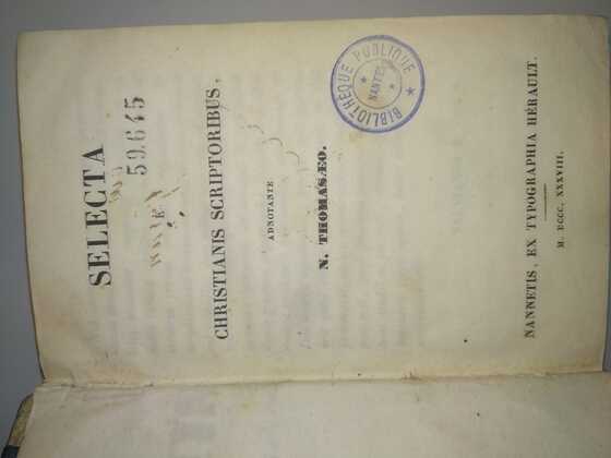Page de garde de l’anthologie « Selecta e christianis scriptoribus »