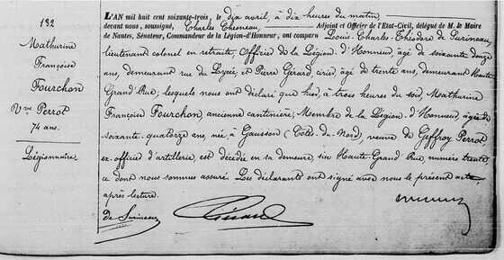 Acte de décès de Mathurine Fourchon