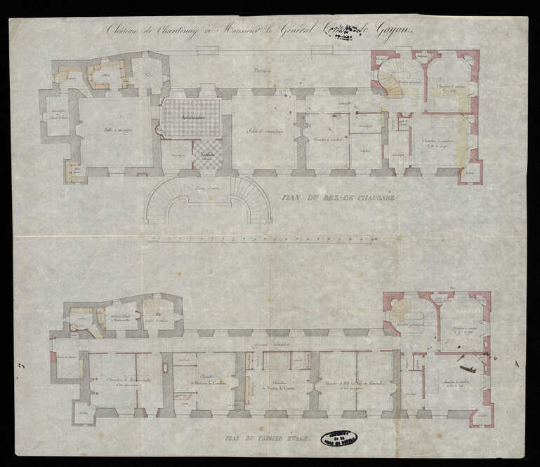 Plan du château de l'Abbaye à Chantenay appartenant au Général de Goyon