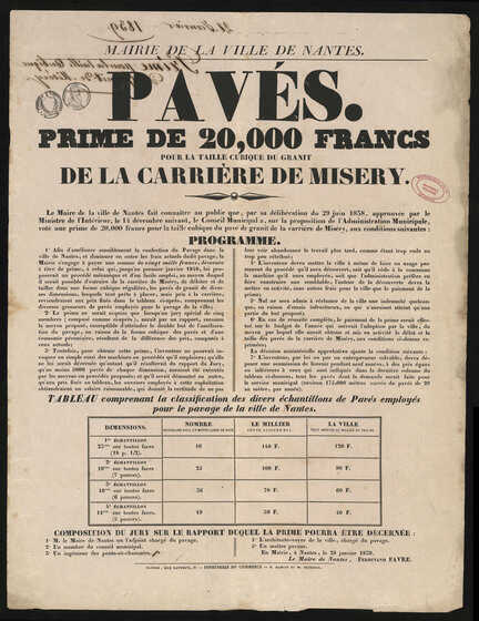 Prime de 20.000 francs pour les pavés de Miséry