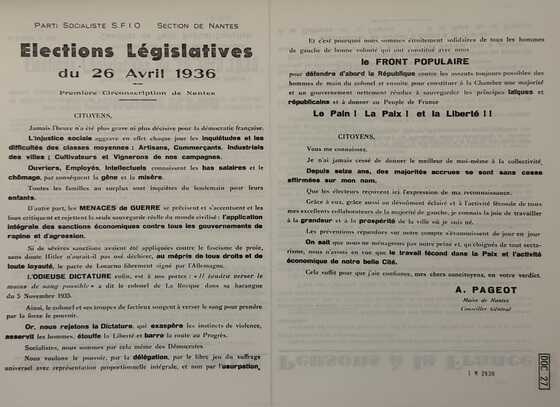 Tract d’Auguste Pageot pour le premier tour des élections législatives de 1936