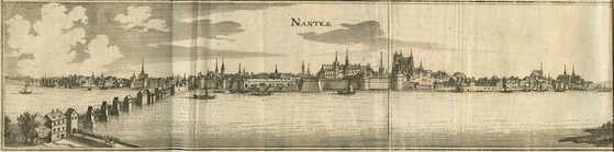 Gravure de Nantes depuis la rive Sud