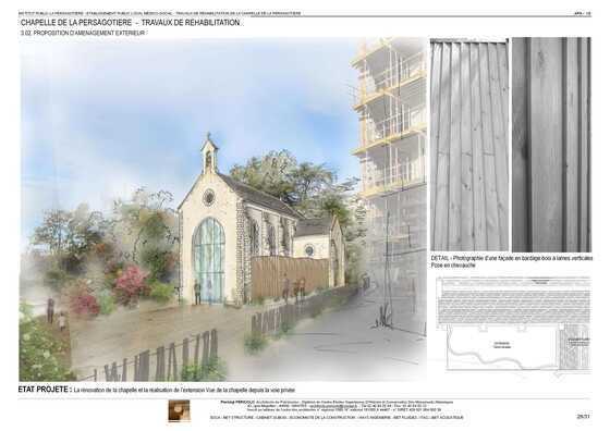 État projeté de la chapelle de la Persagotière rénovée et de sa nouvelle extension