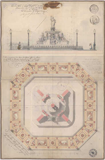Projet modificatif de la fontaine monumentale pour la place Royale
