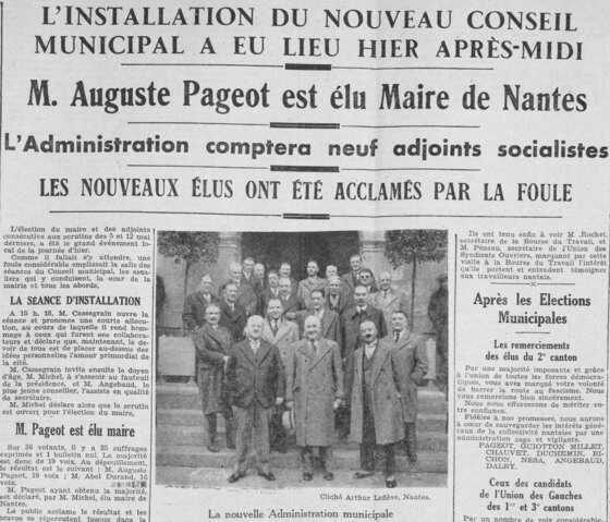 Auguste Pageot entouré de la nouvelle administration municipale
