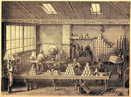 Atelier de remplissage et de soudure des boites de conserves