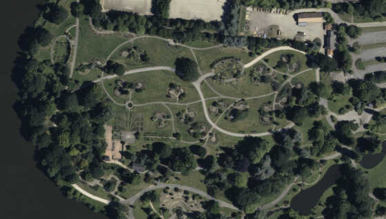 Vue aérienne du parc floral de la Beaujoire en 2012