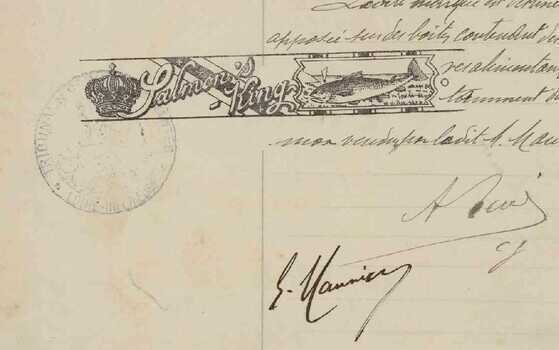 Marque de fabrique « Salmon’s - King » déposée le 13 juin 1908