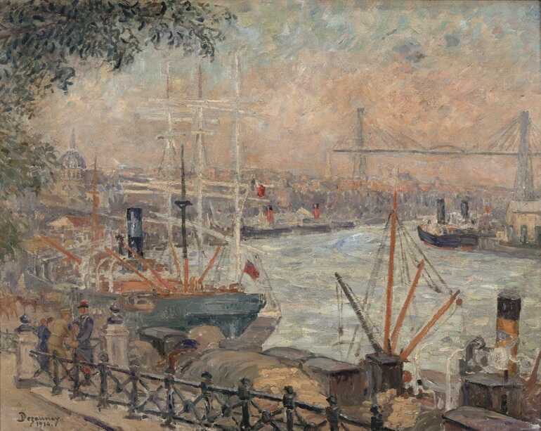 Huile sur toile, <i>Le Port de Nantes</i>