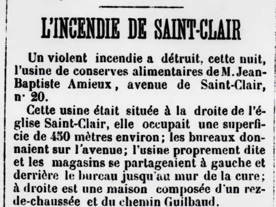 Extrait du « Phare de la Loire » du 22 août 1892 évoquant l’incendie de l’usine de Jean-Baptiste Amieux