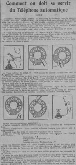 Mode d’emploi du téléphone automatique publié dans l’« Écho de la Loire », le 27 octobre 1927