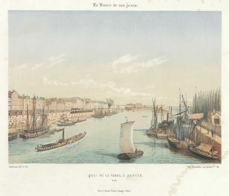 Lithographie, <i>Quai de la Fosse à Nantes</i>, publiée dans <i>La France de nos jours</i>