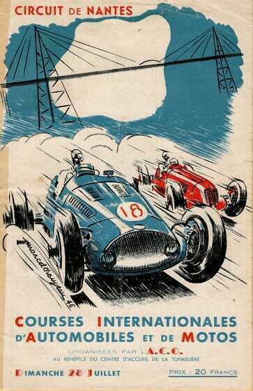 Couverture du programme officiel pour le circuit de Nantes pour les Courses Internationales d’Automobiles et de Motos.