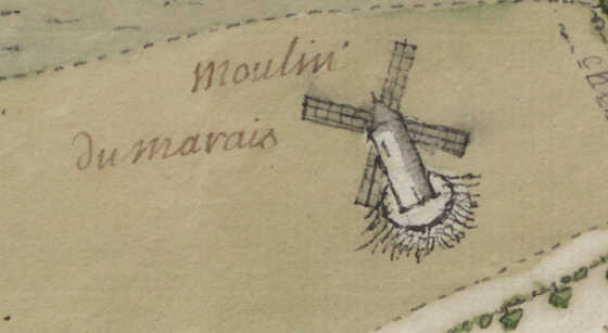 Détail du Moulin du Marais sur le cadastre parcellaire de la commune de Doulon