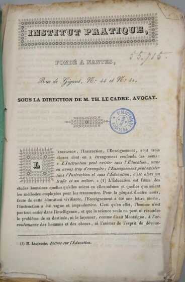 Programme de l’Institut Pratique de la rue de Gigant