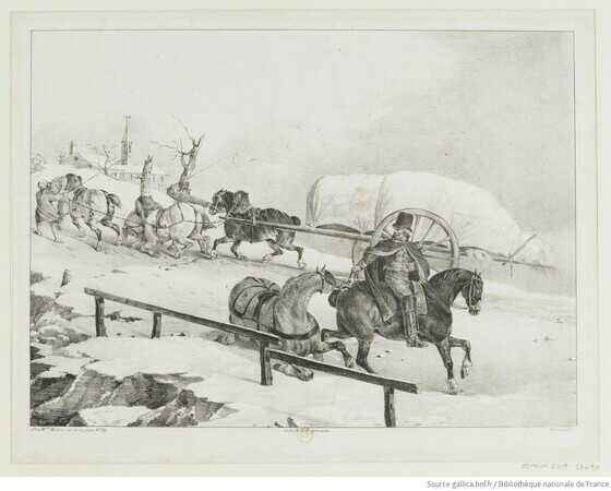 « Un roulier montant une côte dans la neige », Théodore Géricault