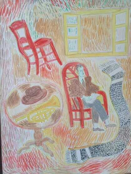 Dessin, Cellule poétique au-dessus du monde, Michel Noury