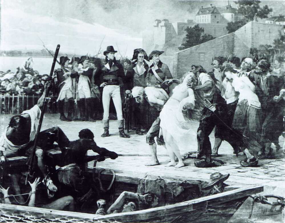 Huile sur toile, <i>Les noyades de Nantes en 1793</i>