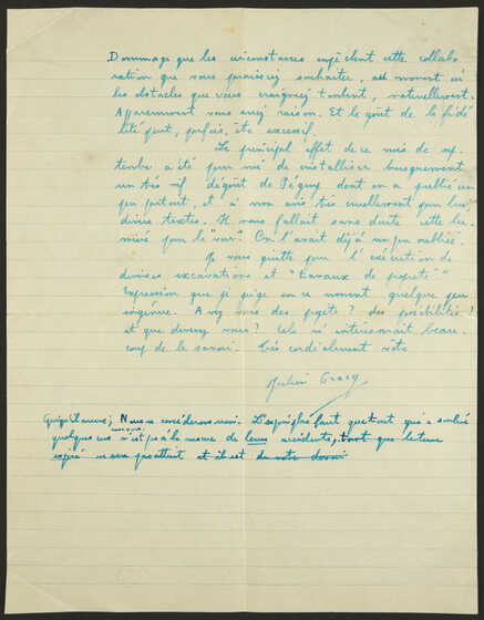 Lettre de Julien Gracq [à André Breton ?]