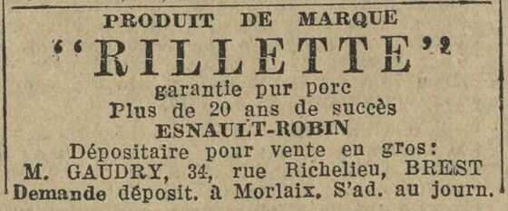 Encarts publicitaires publié dans le journal « La Dépêche de Brest » le 17 mars 1928