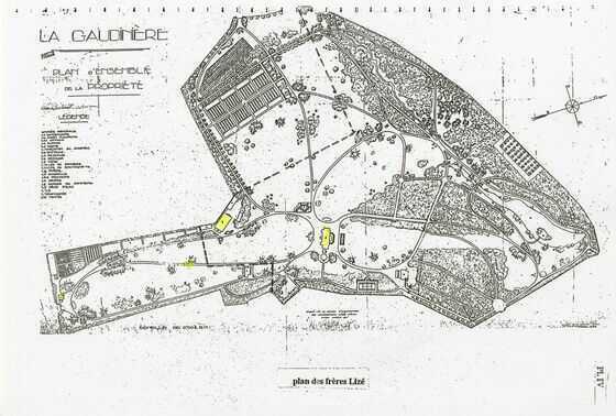 Plan de la propriété de la Gaudinière dressé par les horticulteurs Lizé