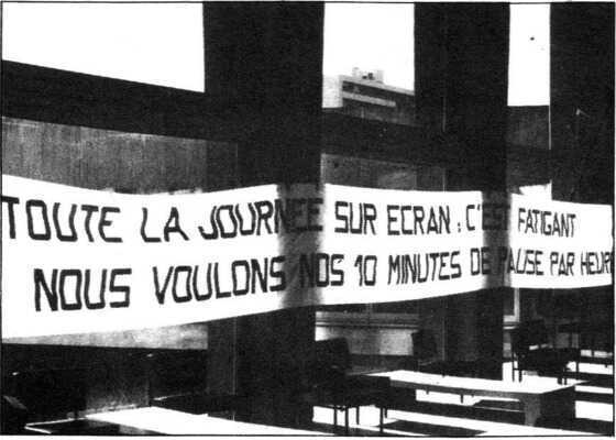 Banderole des dactylocodeuses en grève en 1981