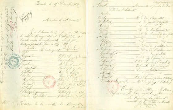 Liste des banquistes et étalagistes pour la foire de 1857-1858