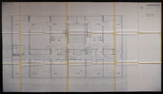 Plan des cellules du niveau entrée de l’immeuble ILN de la Grande Garenne