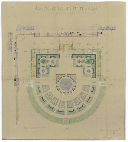 Plan et coupe du square de la Petite-Hollande