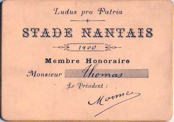 Carte membre de l’association du Stade Nantais