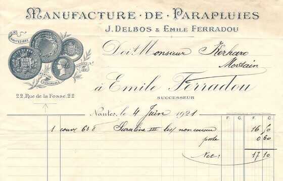 Entête d’une facture de la maison Delbos et Ferradou