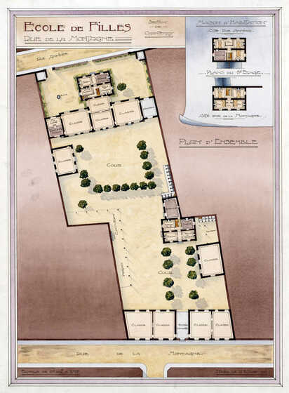 Plan de l'école de filles de la rue Ampère