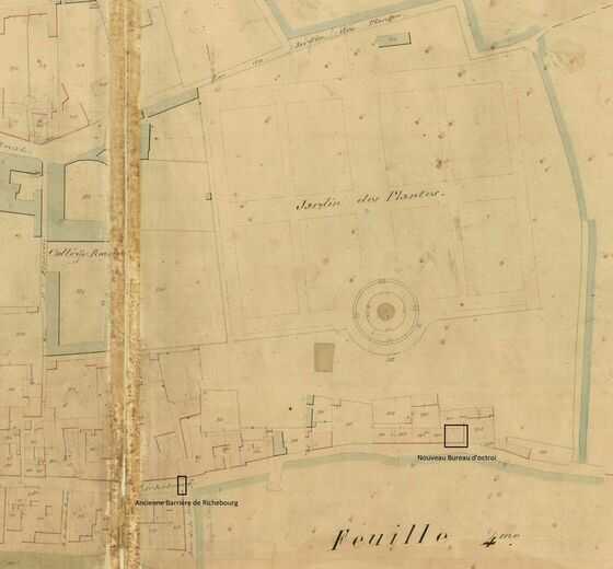 Détail du plan cadastral parcellaire de la commune de Nantes, section Richebourg