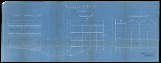Bleu de la façade sur la venelle d'Enfer de la Savonnerie A. Biette à Nantes