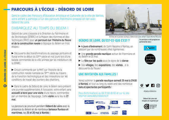 Chaque élève ayant participé à l’un des trois projets a reçu une invitation pour sa famille à l’événement Débord de Loire.