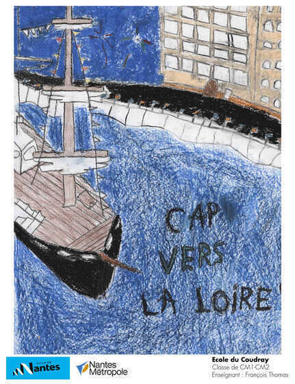 Affiche réalisées par les classes de primaire : projet sur la Loire d'un port à l'autre.