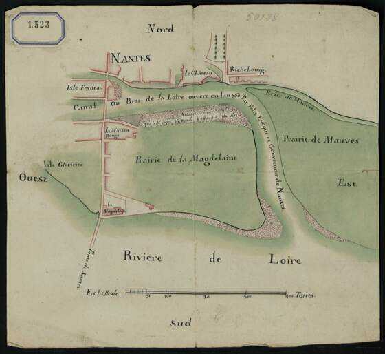Plan des atterrissements sur l'île de la Madeleine et la prairie de Mauves